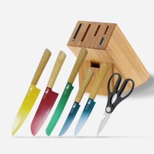 Set of 7 Colored Knife Block Set