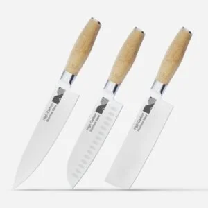 Set of 3 Kitchen Knife with Bamboo Handle